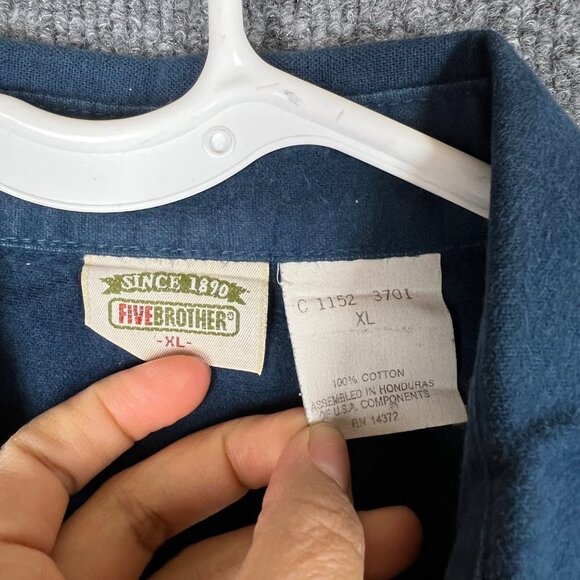 Vintage Five Brother Flannel Men's Heavy Button Up Chamois Flannel Shirt SZ XL - Picture 7 of 8